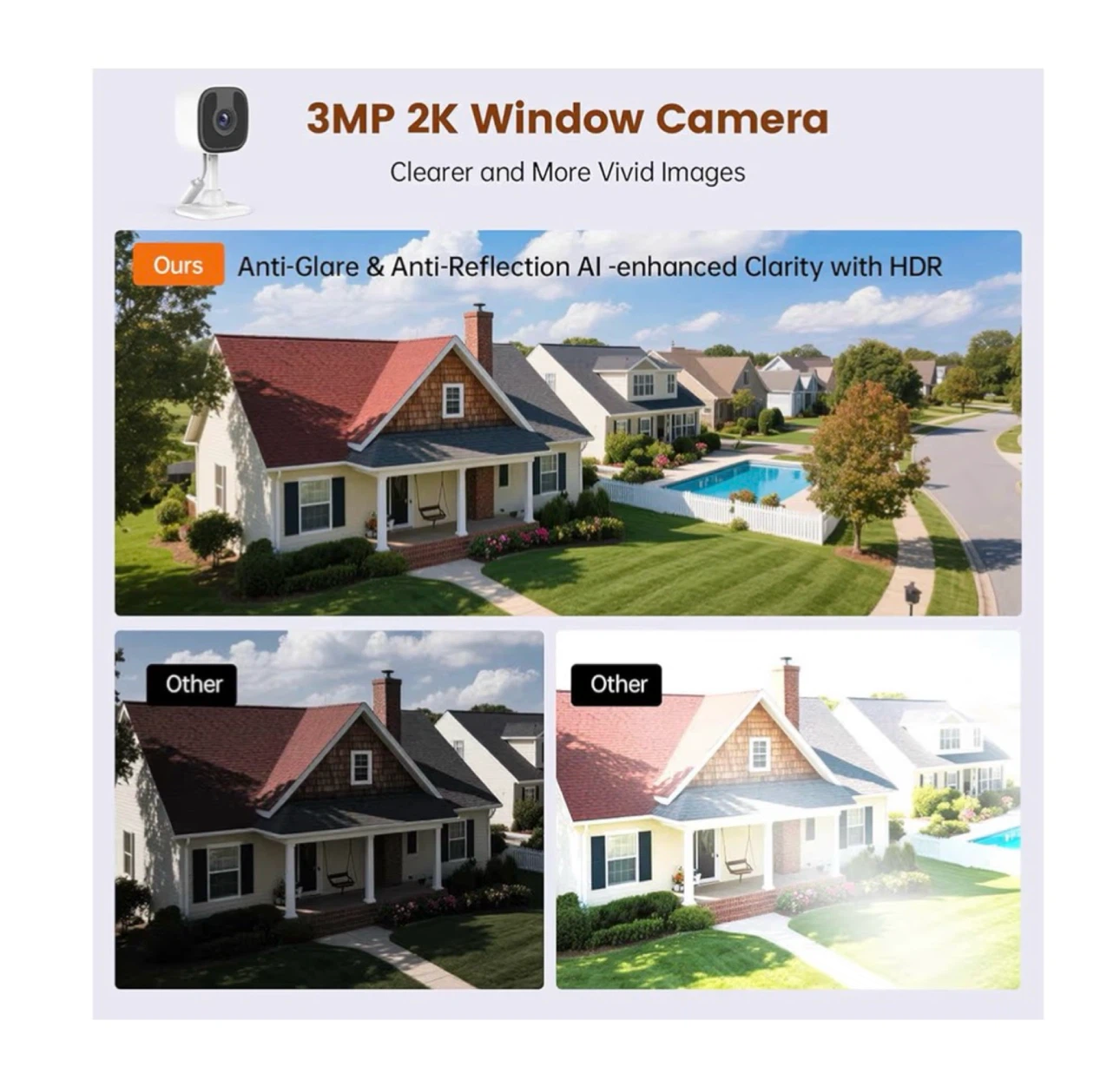 Brand new 2 Pack 3MP 2K Window Camera - photo 5