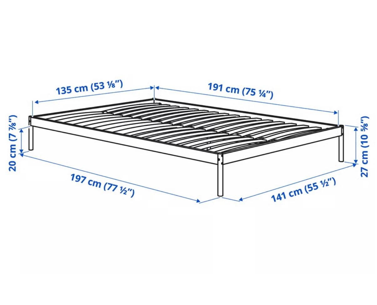 IKEA VEVELSTAD Mattress and Bed Frame - White - Full/Double - photo 4