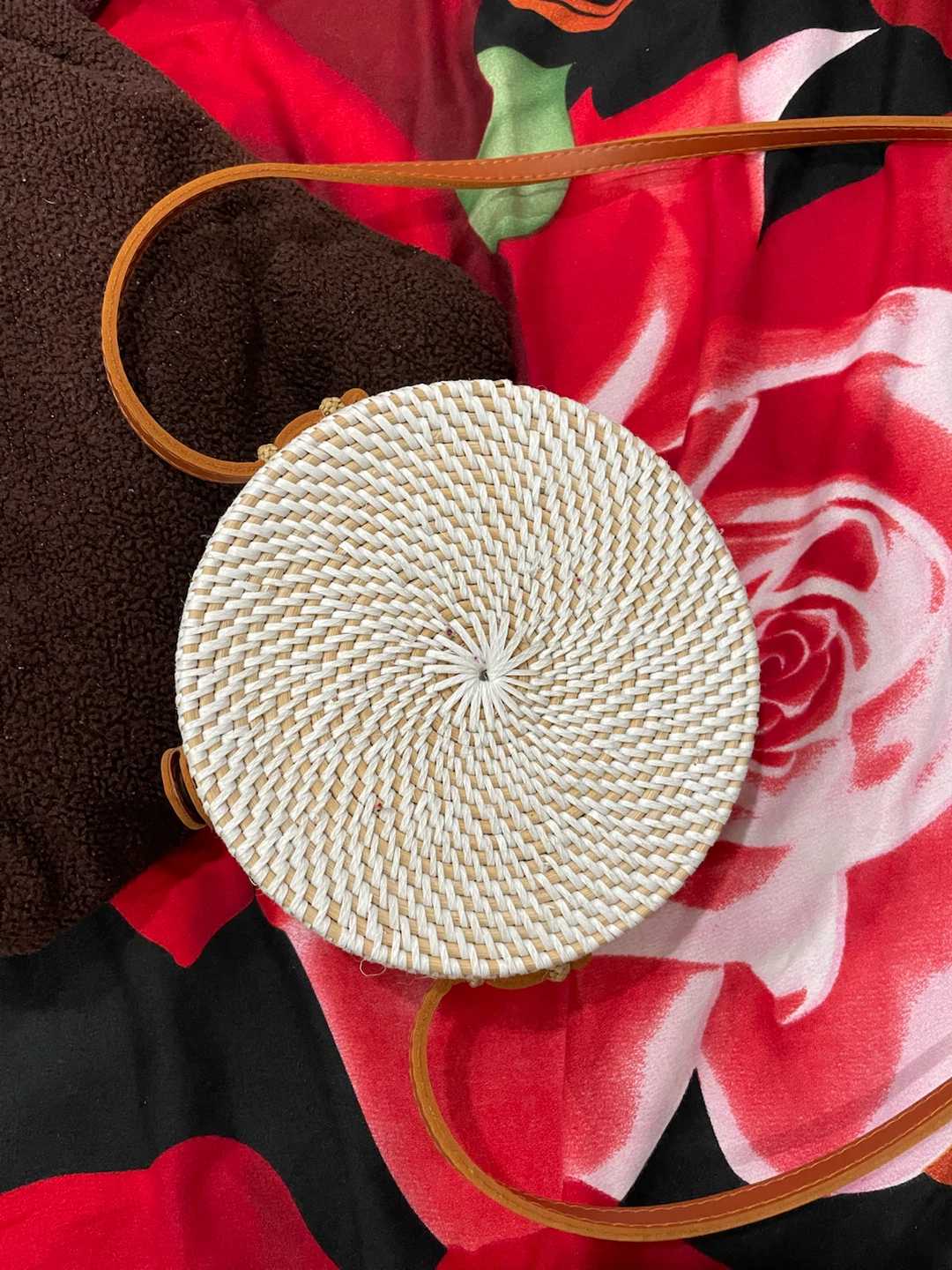 Woven Round Rattan Bag with Shell Detail - photo 2