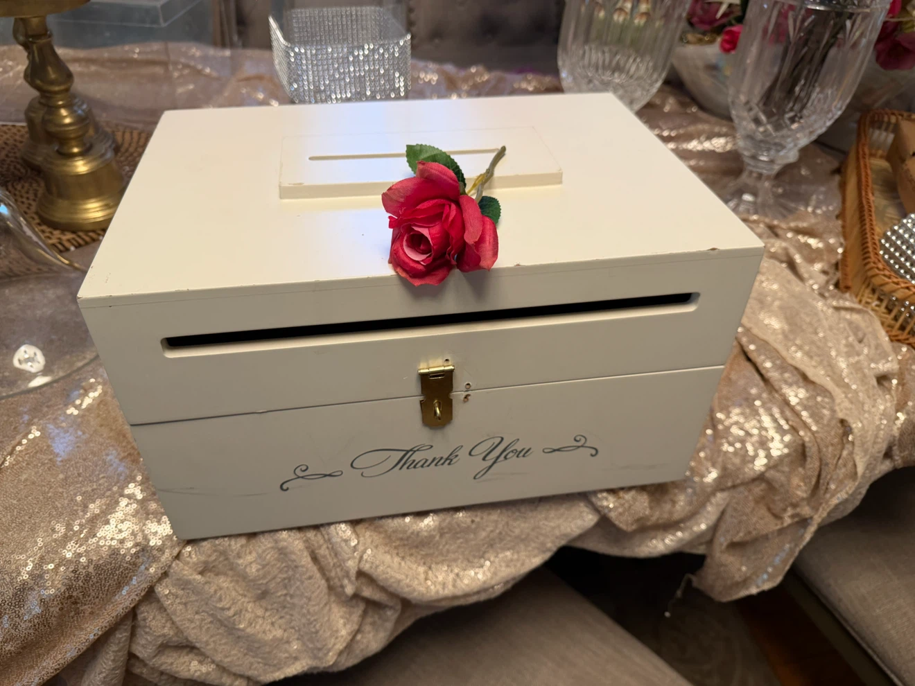White "Thank You" Wedding Card Box