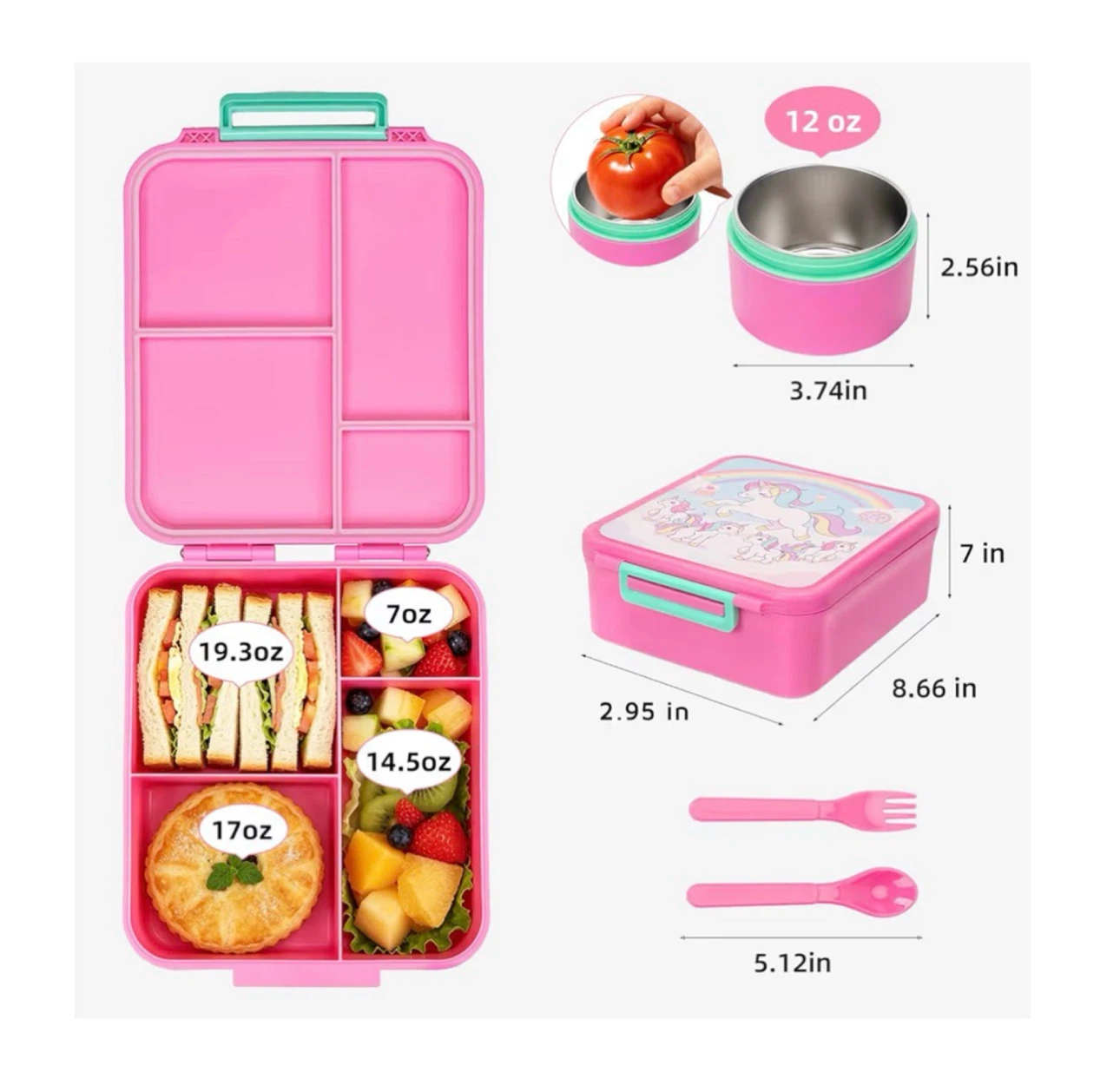 Brand new Kids Bento Lunch Box with 12oz Soup Thermo - photo 4