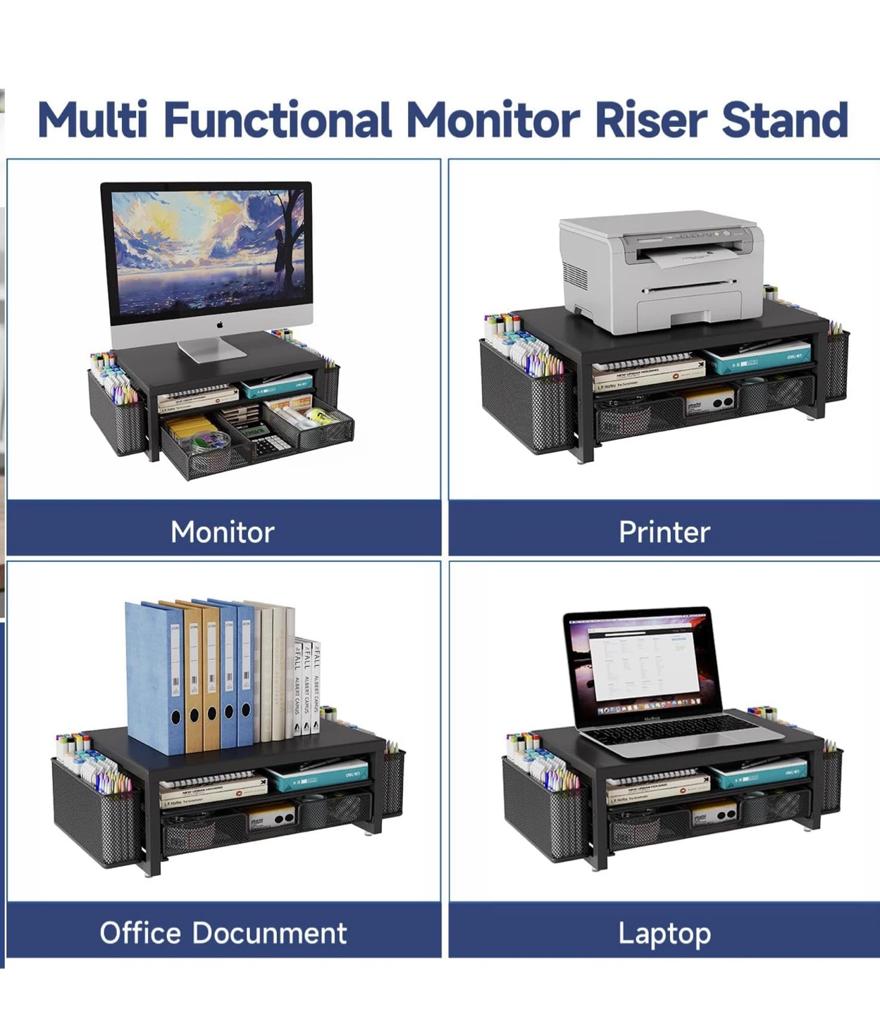 Metal Monitor Stand Riser with Drawer & Pen Holders MM2 - photo 5