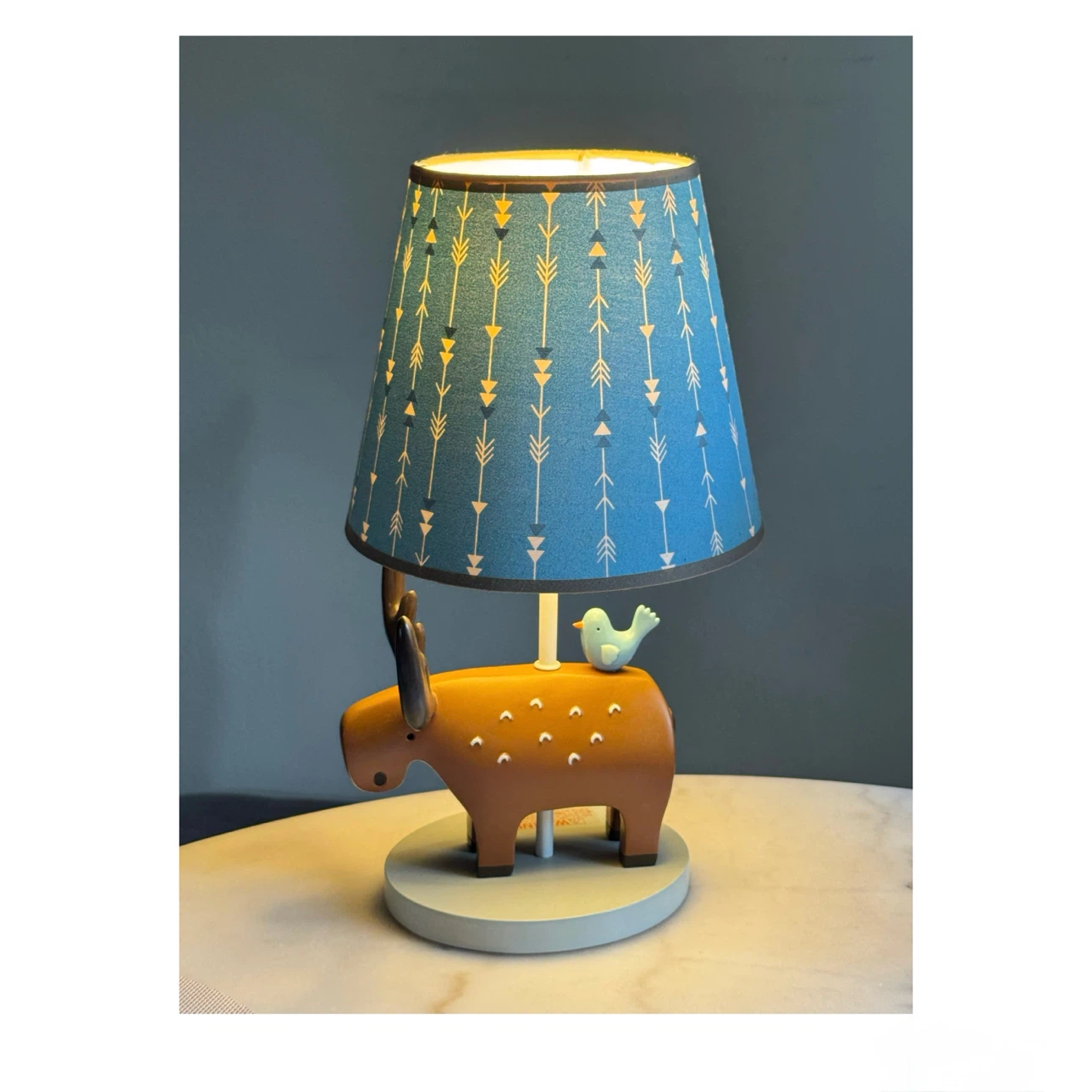 Lambs & Ivy Baby Moose & Bird Blue Room Lamp