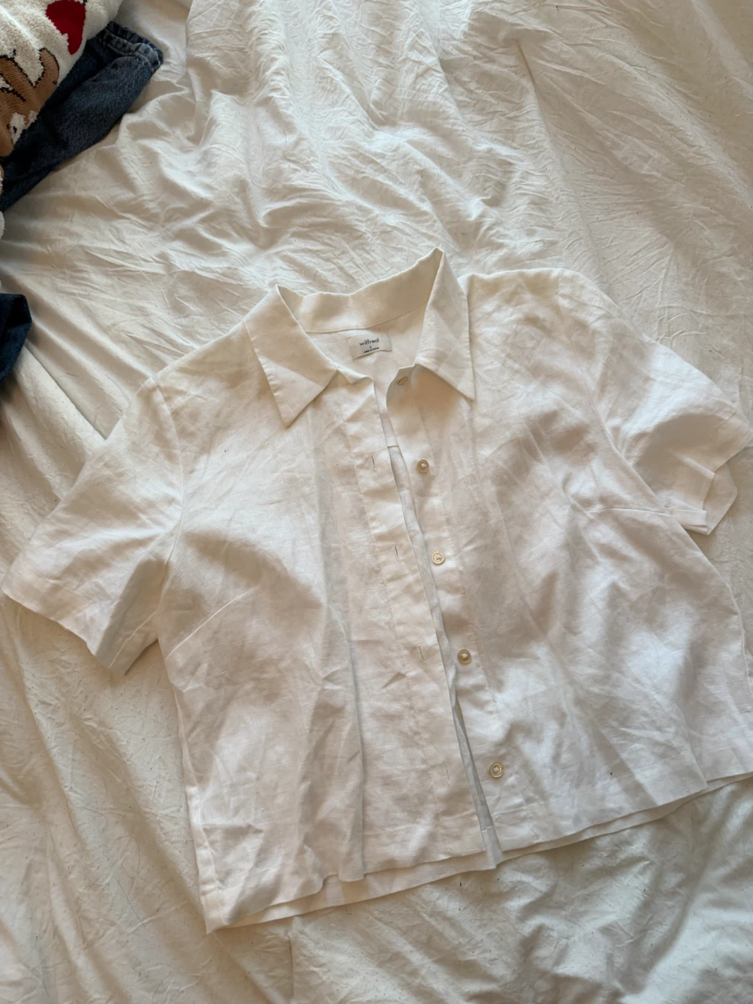 Wilfred White Linen Blend Short Sleeve Shirt - photo 3