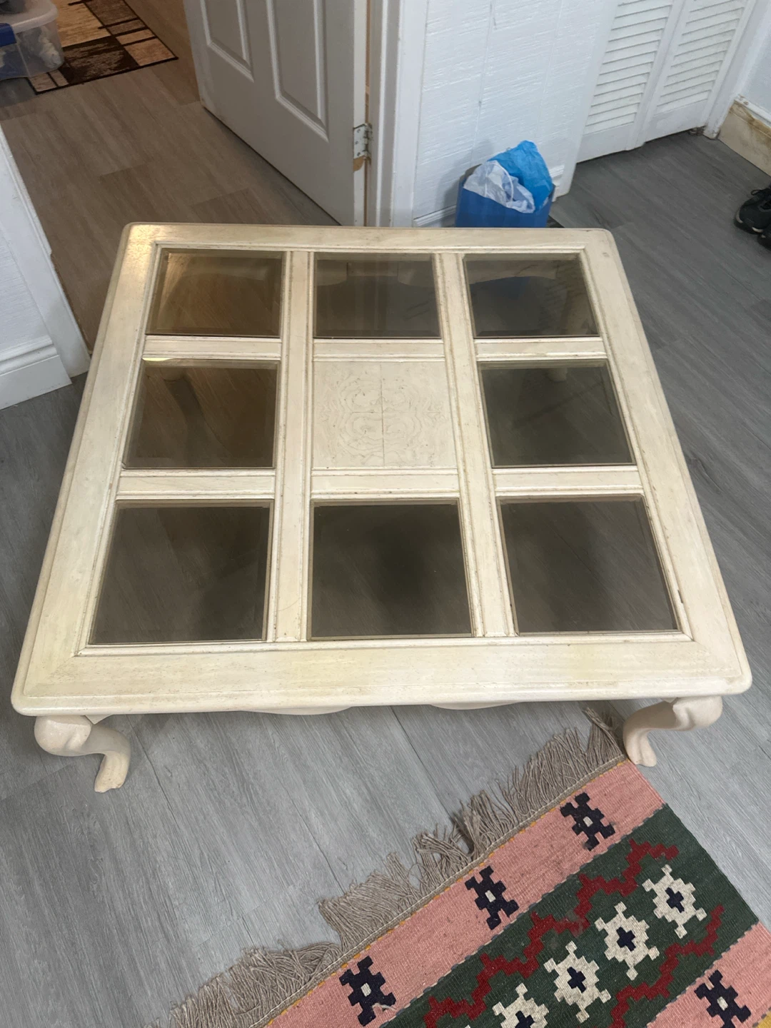 Cream Coffee Table with Glass Panes - photo 2