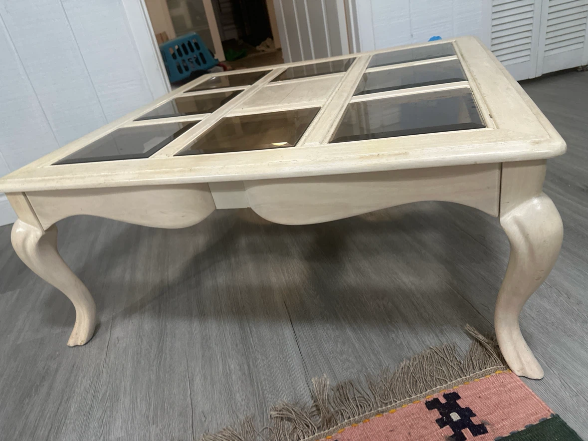 Cream Coffee Table with Glass Panes - photo 3