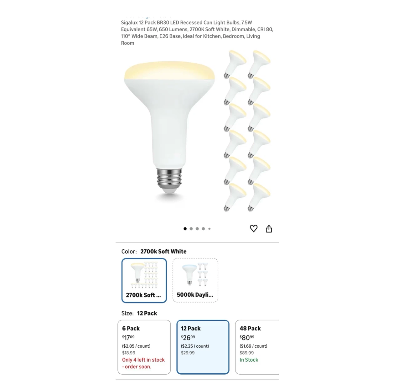 Brand new 12 Pack BR30 LED Recessed Can Light Bulbs