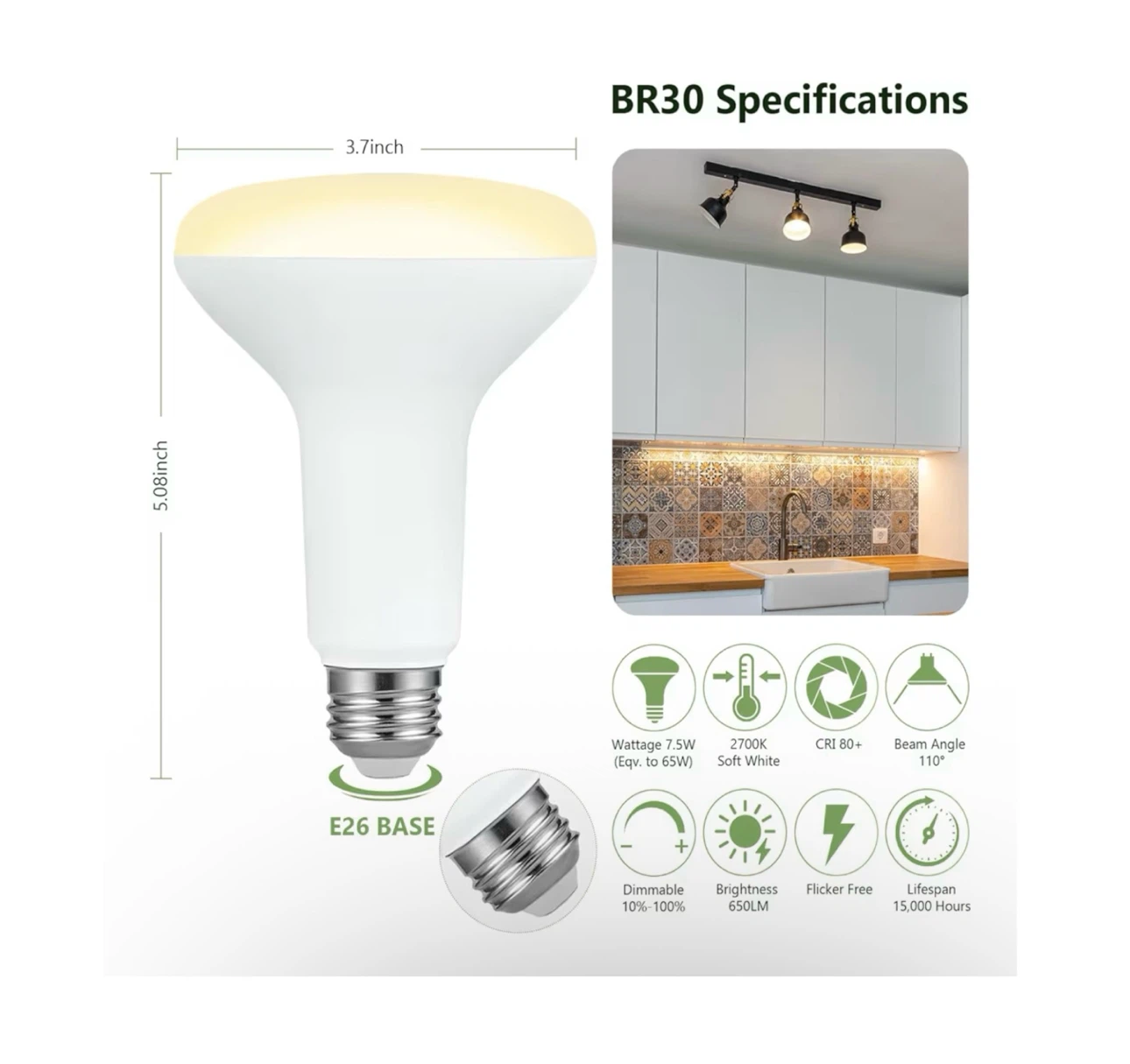 Brand new 12 Pack BR30 LED Recessed Can Light Bulbs - photo 3