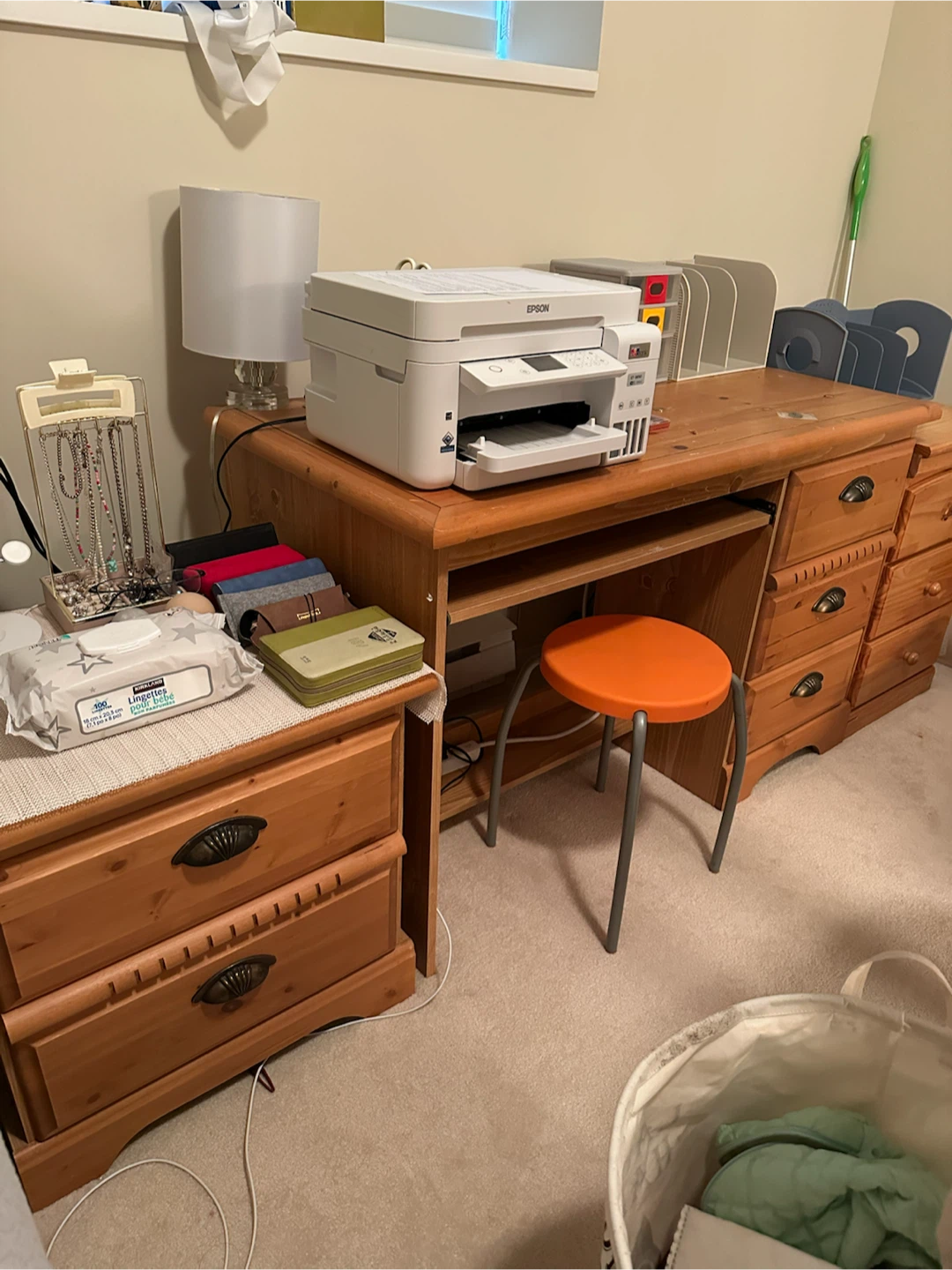 Wooden desk and shelf together - photo 2