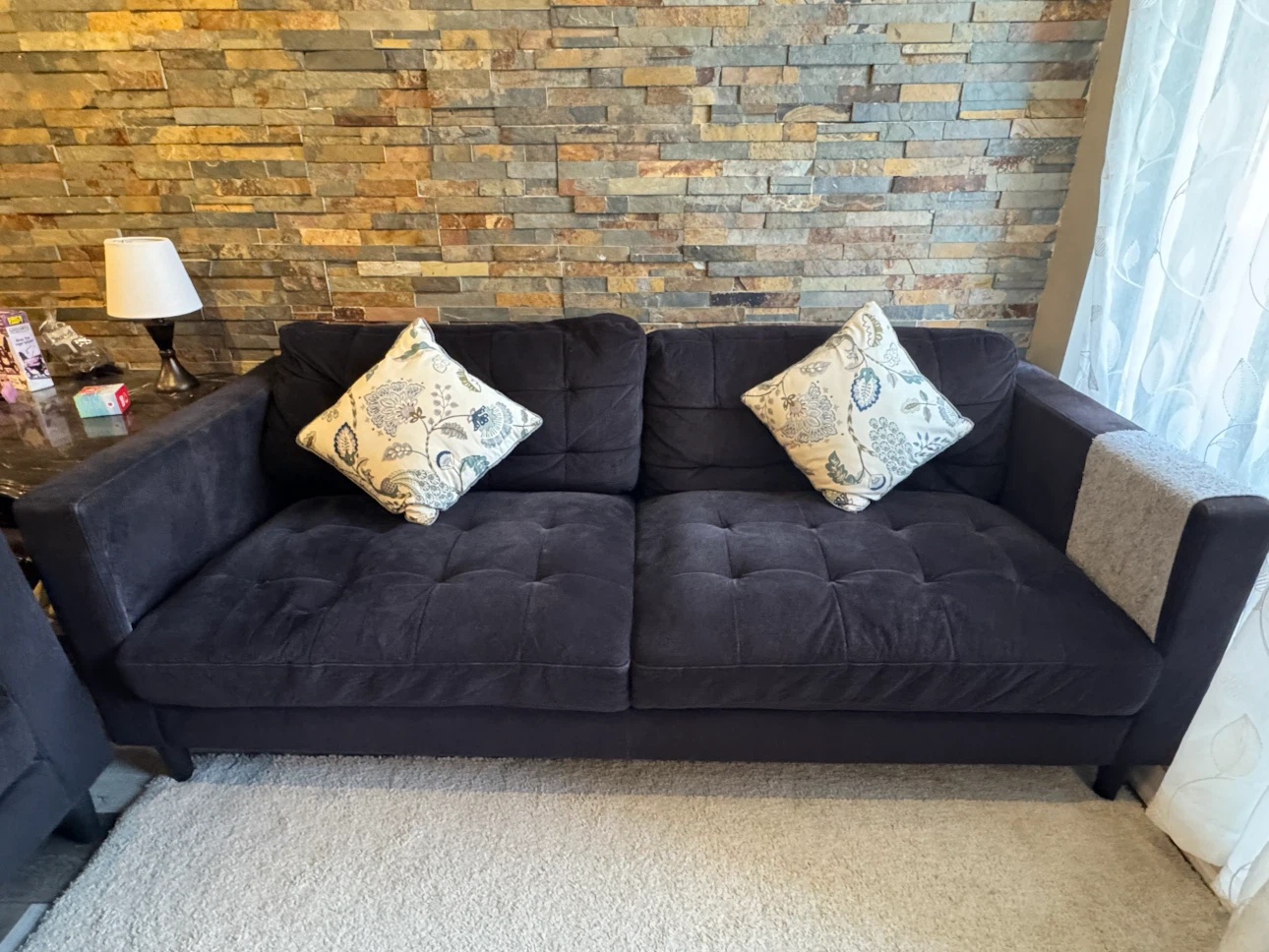 Dark Grey Tufted Sofa