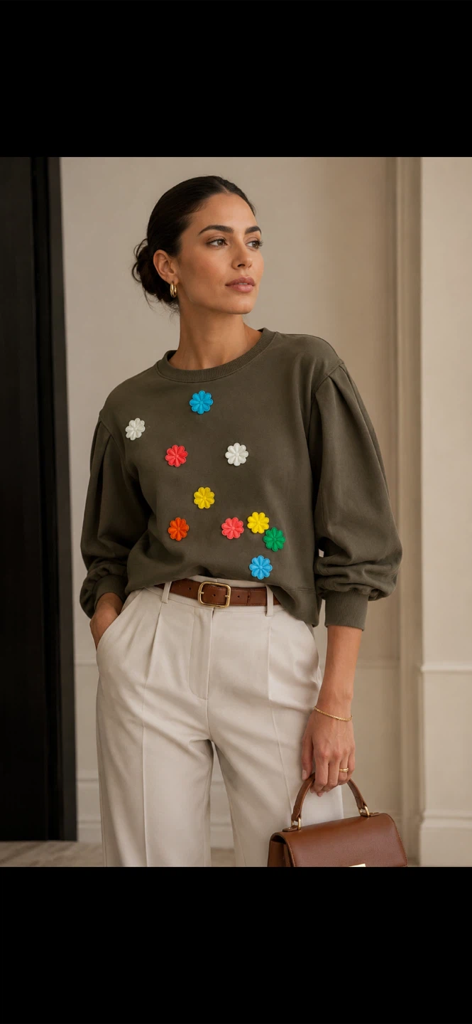 A new day olive green xxl random daisy top