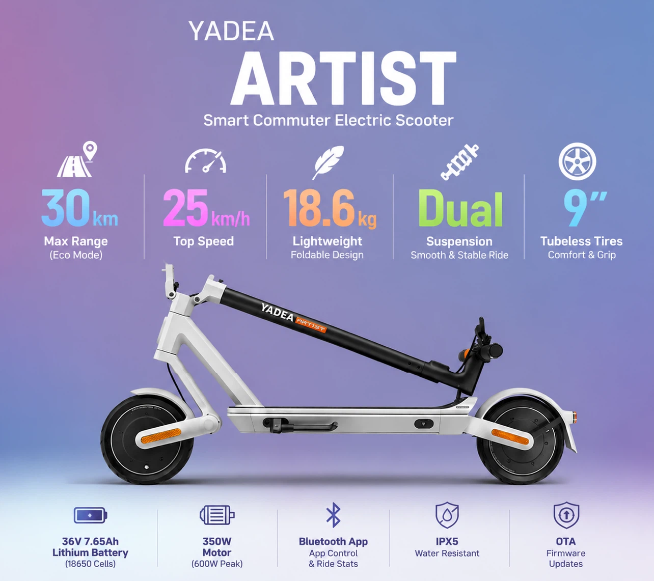 Yadea Artist Electric Scooter - photo 3