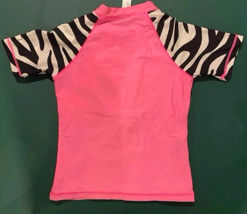 EUC: Pink Rainbow Heart Raglan Swim Top Rash Guard Size 10 - photo 3