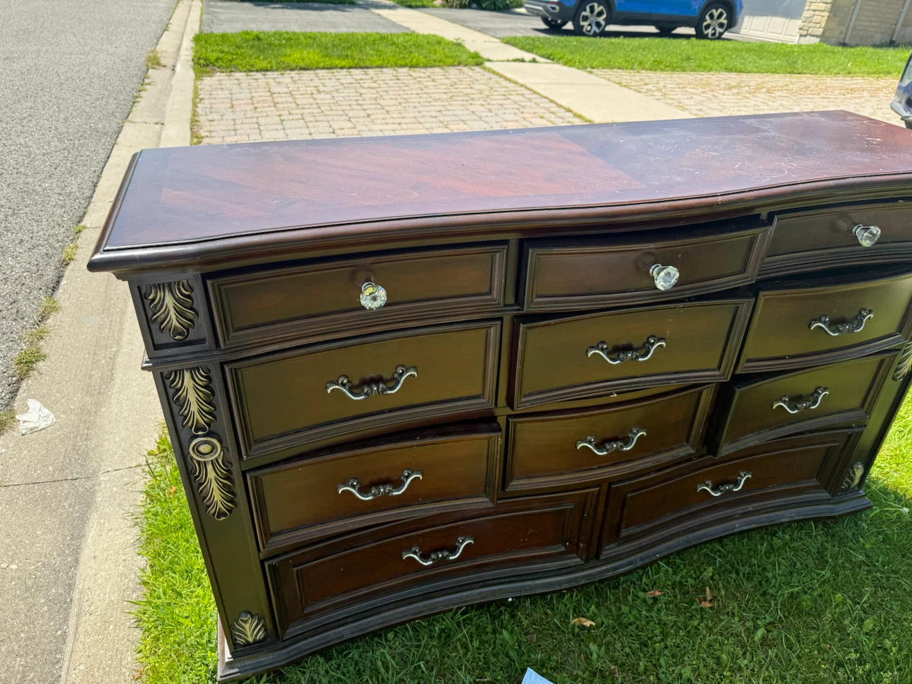 Dark Wood Dresser with Mirror