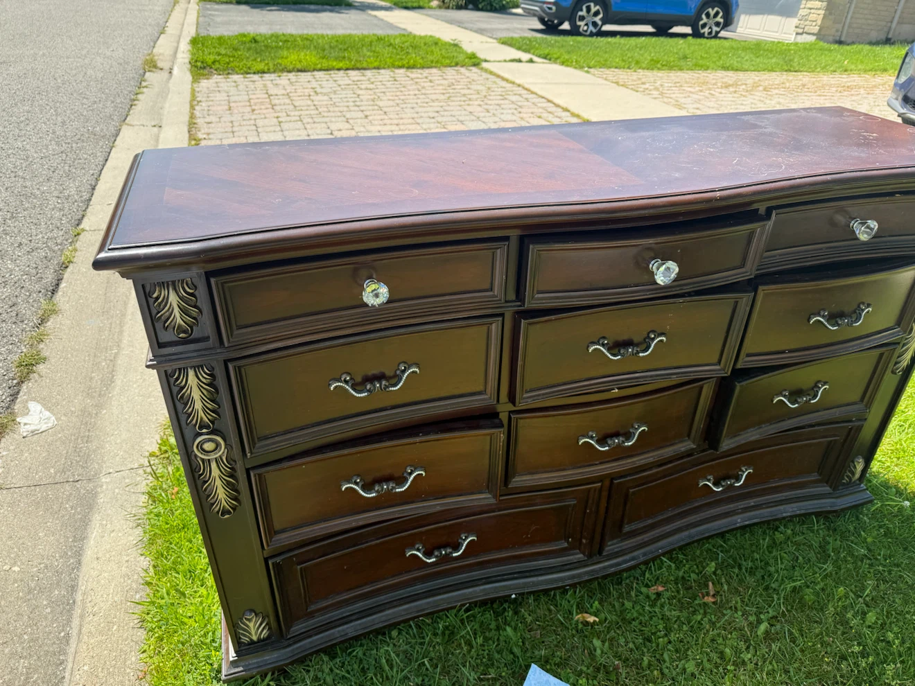 Dark Wood Dresser with Mirror - photo 2