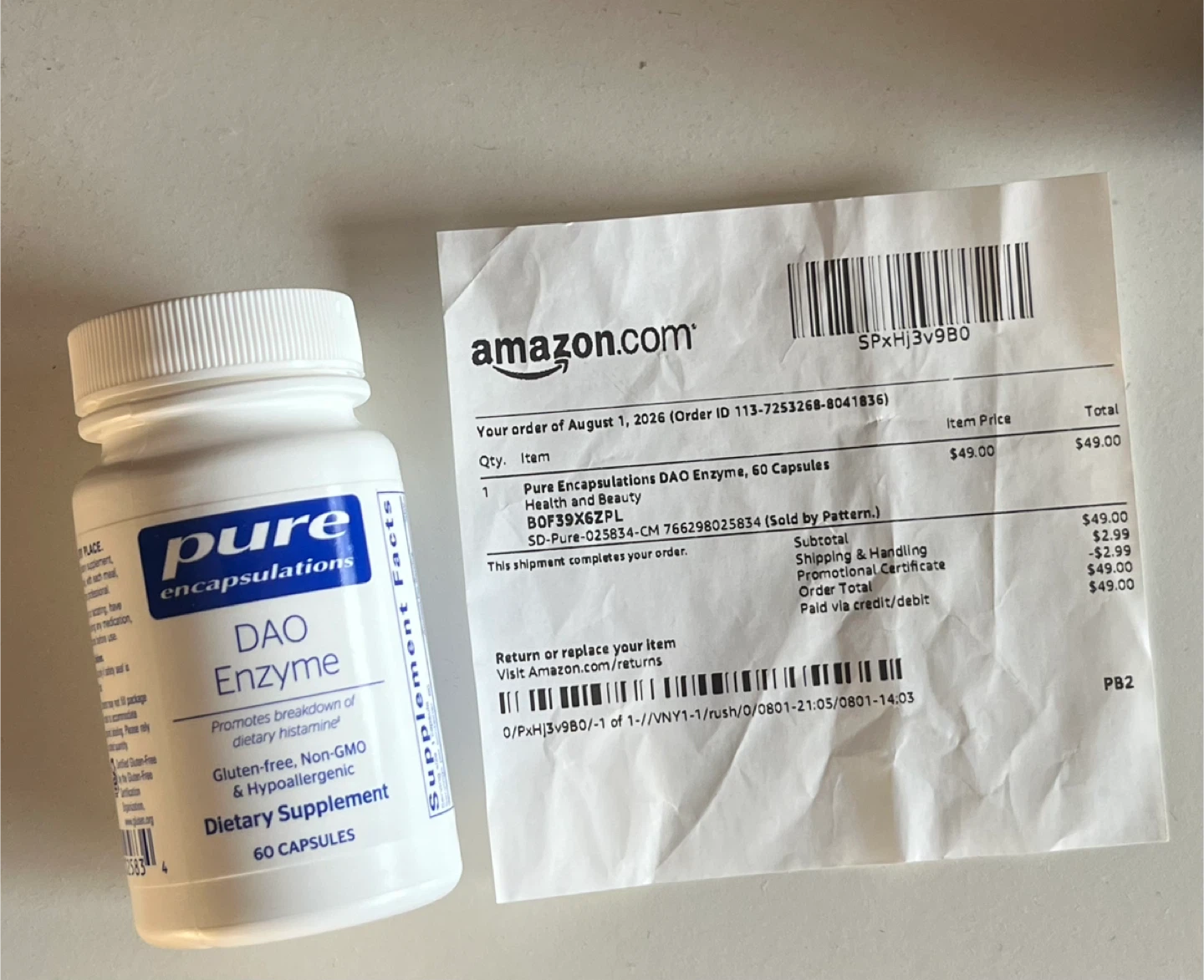 Brand New Sealed Pure Encapsulations DAO Enzyme (60 Capsules)