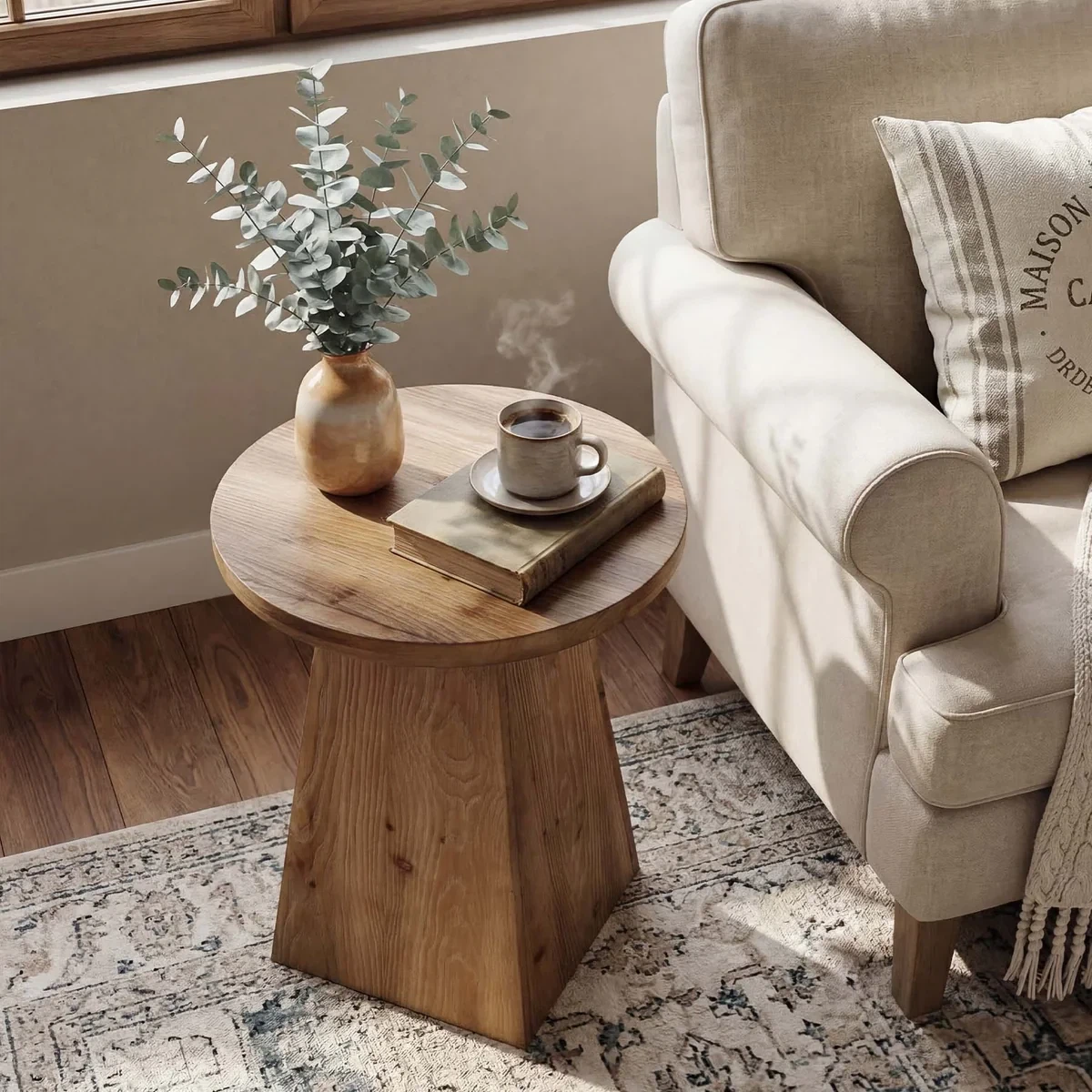 Wooden Round Accent Table - photo 3