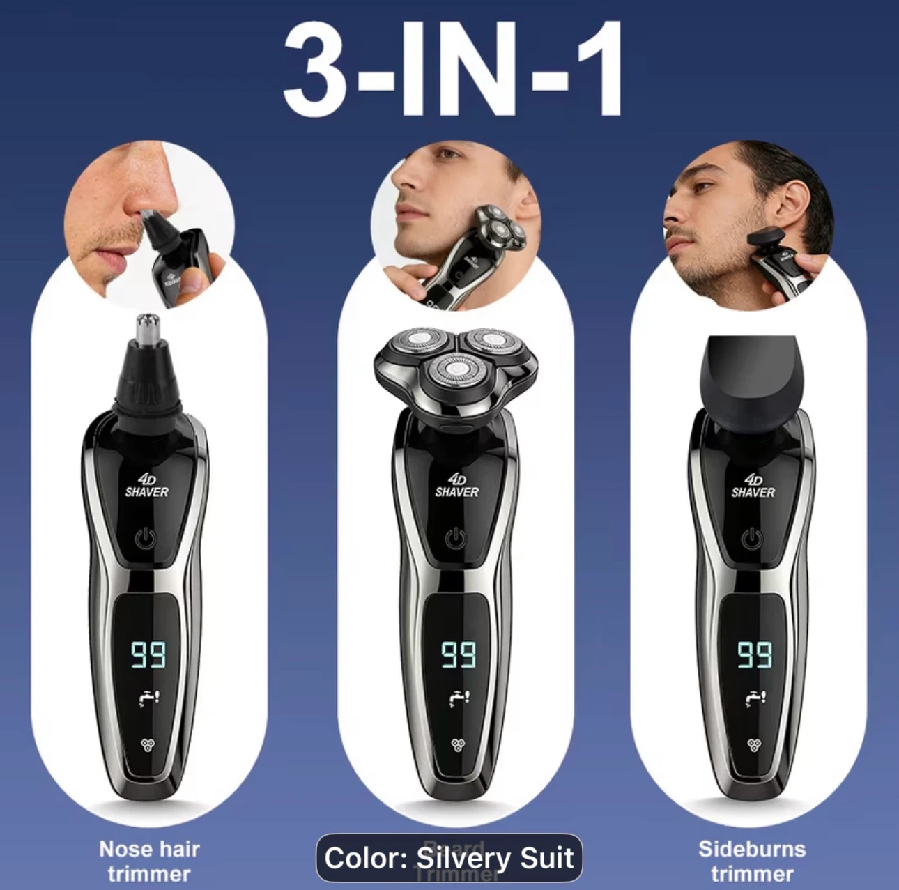 Men'S Electric Three-In-One Care Set: Razor, Nose Hair Trimmer - photo 3