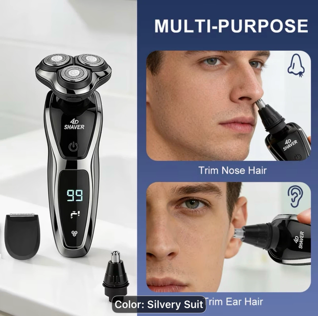 Men'S Electric Three-In-One Care Set: Razor, Nose Hair Trimmer - photo 5