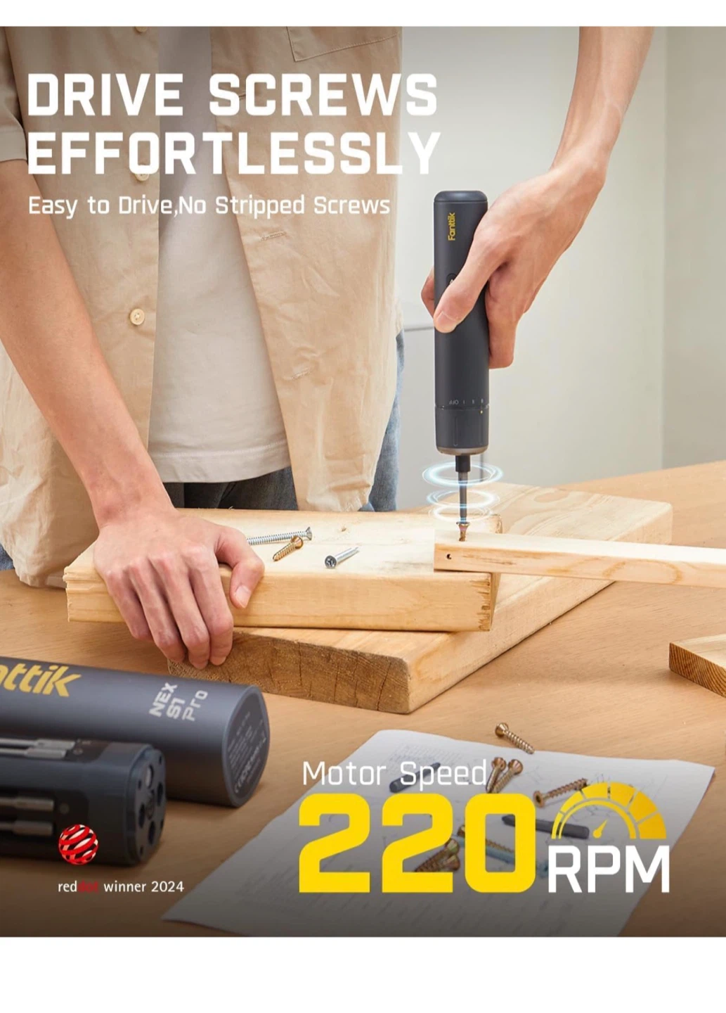 Fanttik NEX S1 pro 3.7V 220RPM 2000mAh Cordless Brushless - photo 4