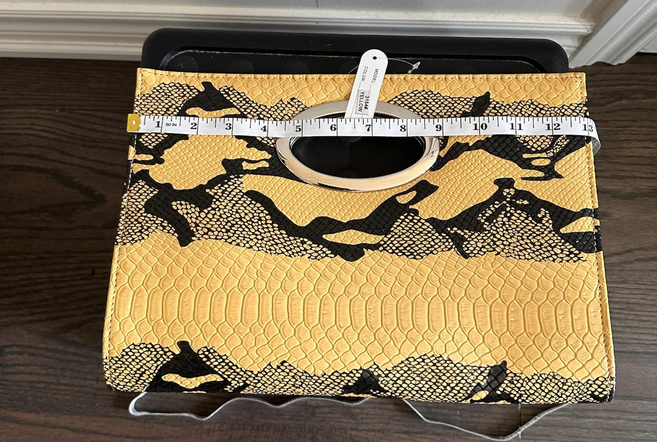 Brand new Yellow Snake Print Clutch with Metal Handle - photo 4