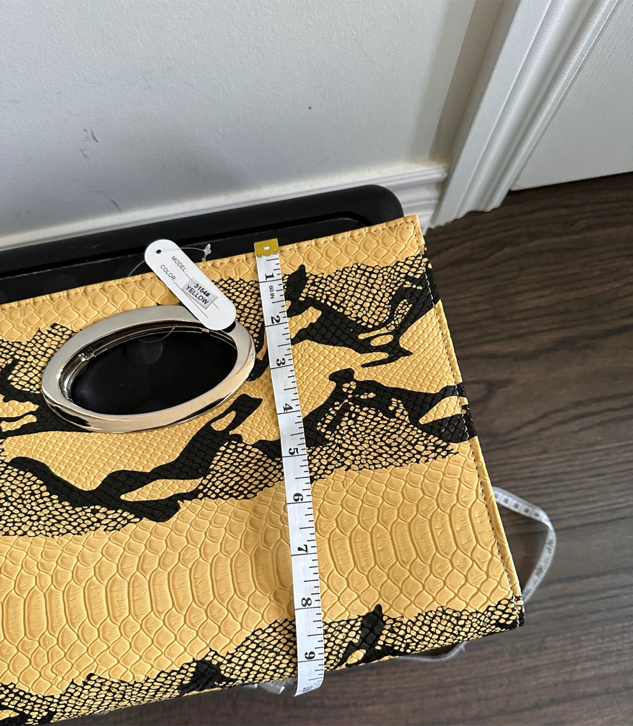 Brand new Yellow Snake Print Clutch with Metal Handle - photo 5