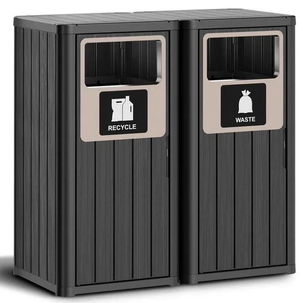 Bifanuo 42-Gal Dual Compartment Trash Can – 2-Pack Waterproof