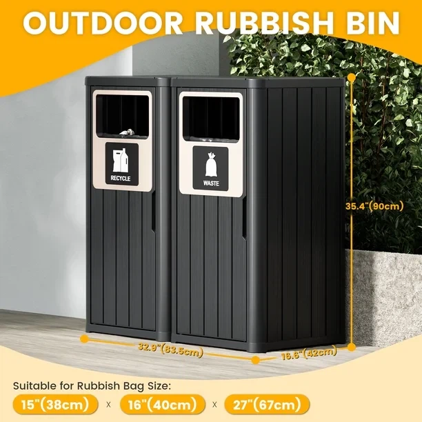 Bifanuo 42-Gal Dual Compartment Trash Can – 2-Pack Waterproof - photo 3