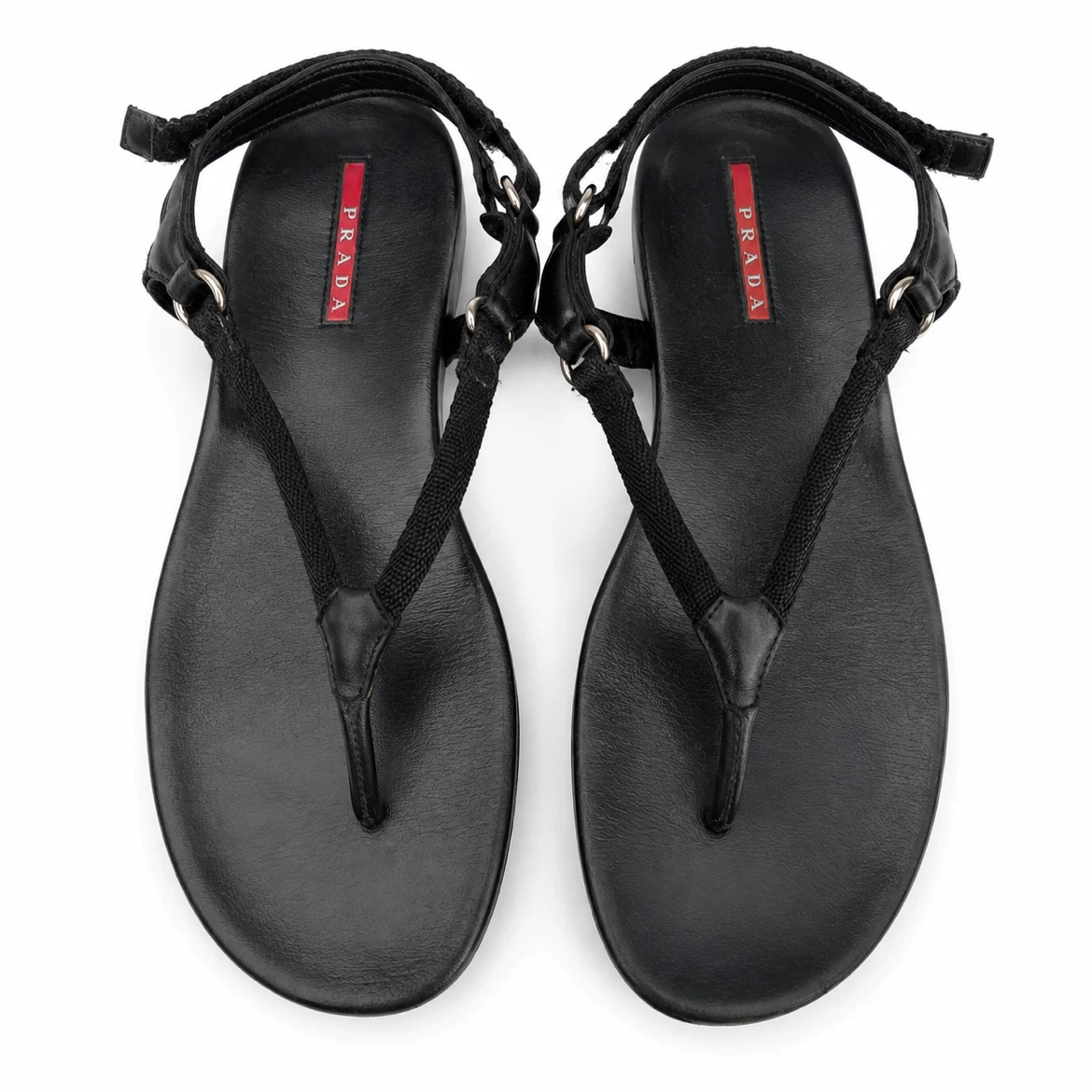 Y2K Vintage Black Prada Thong Sandals EU 38