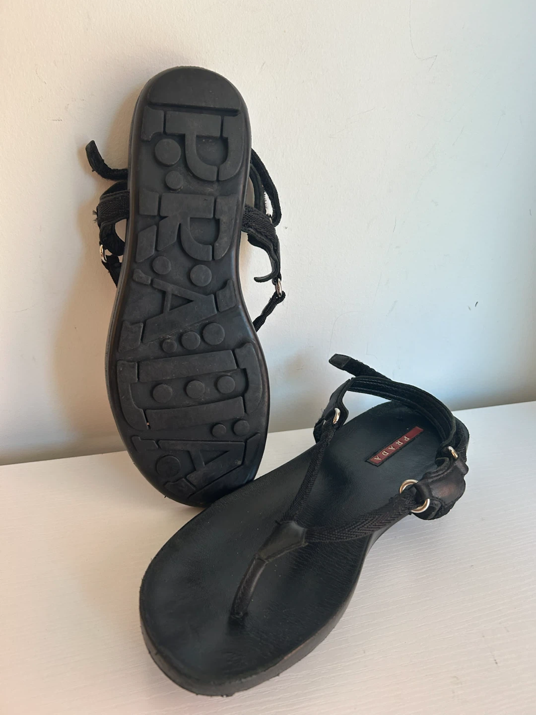 Y2K Vintage Black Prada Thong Sandals EU 38 - photo 2