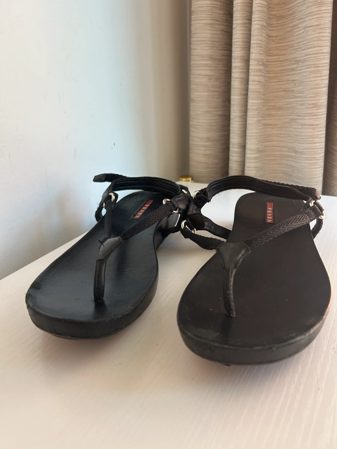 Y2K Vintage Black Prada Thong Sandals EU 38 - photo 3