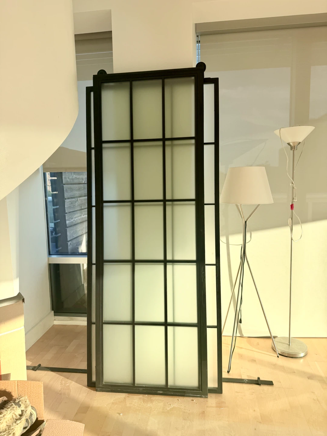 Modern Sliding Barn Door with Frosted Glass