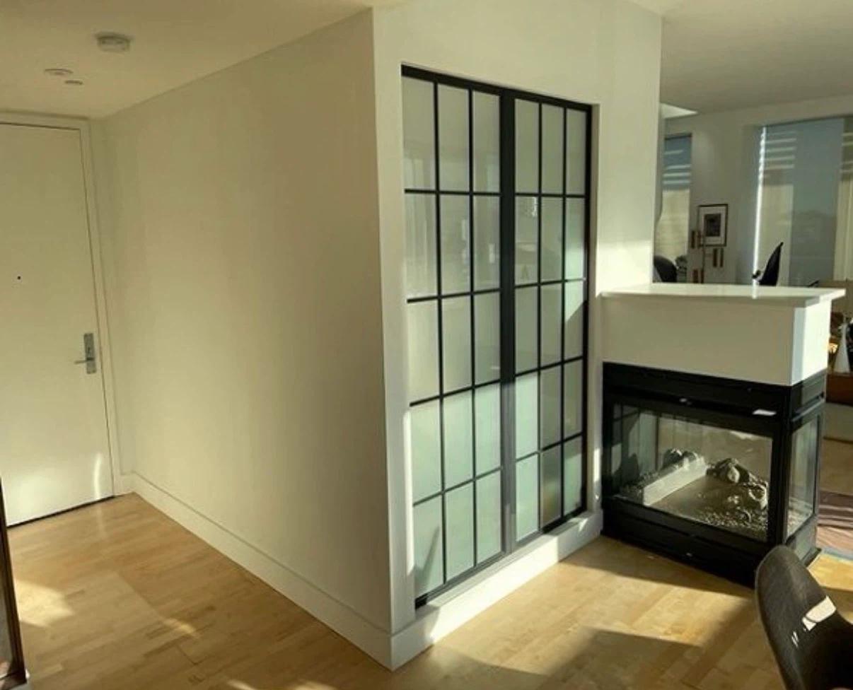 Modern Sliding Barn Door with Frosted Glass - photo 3