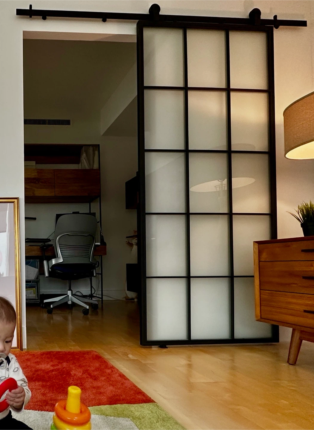 Modern Sliding Barn Door with Frosted Glass - photo 4
