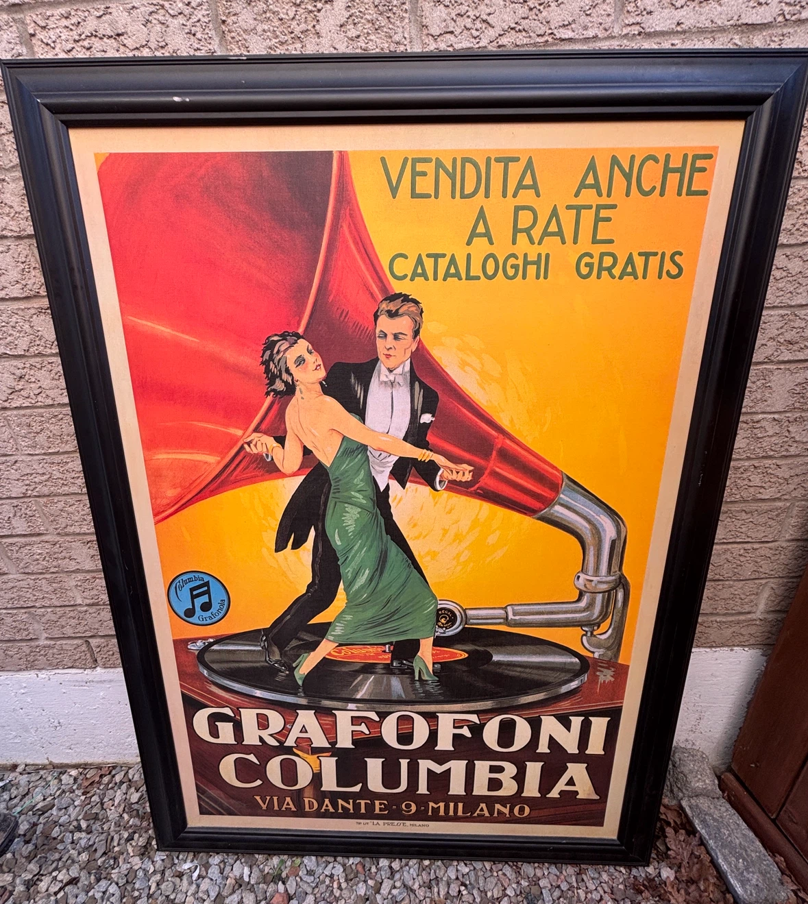 “Columbia Grafofoni” Framed Vintage Poster (44” x 59”)