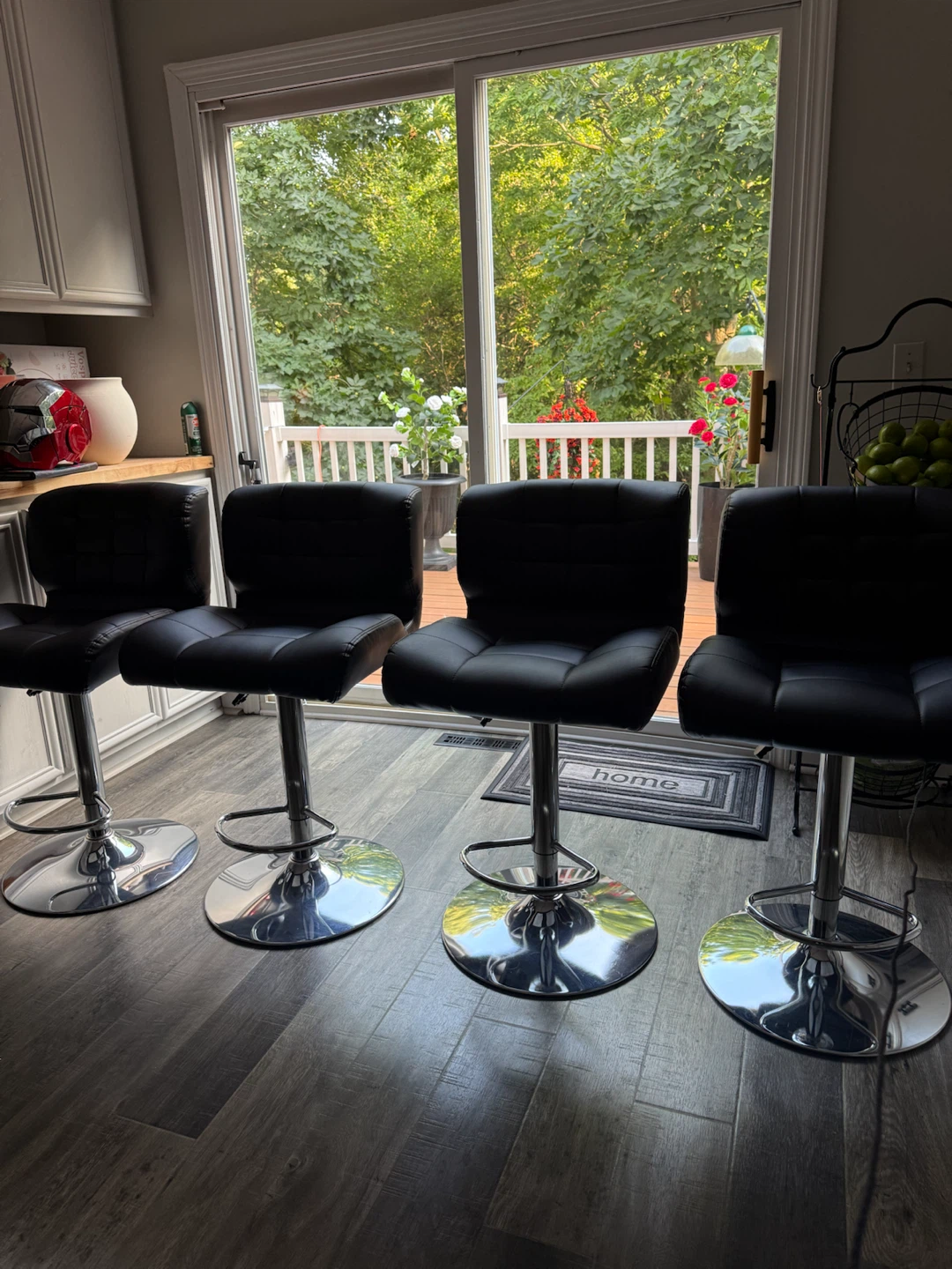 Set of 4 Black Faux Leather Bar Stools - photo 4