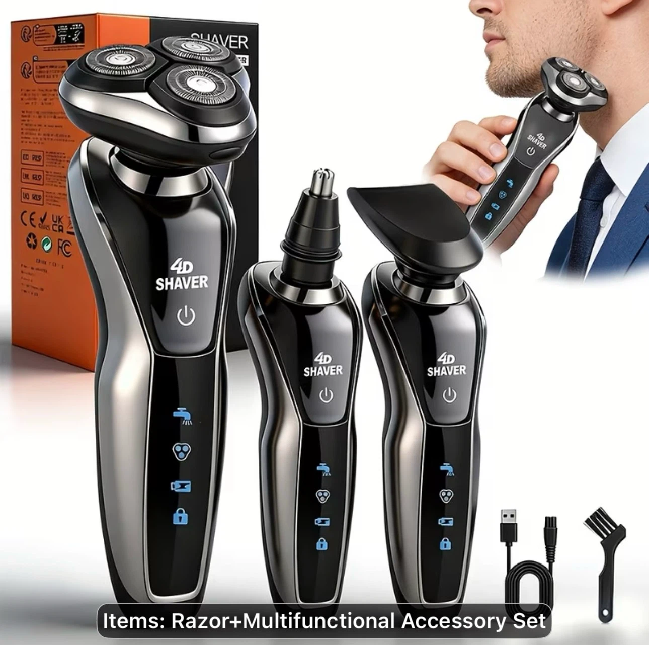 Men'S Rotary Electric Shaver with USB-C Charging