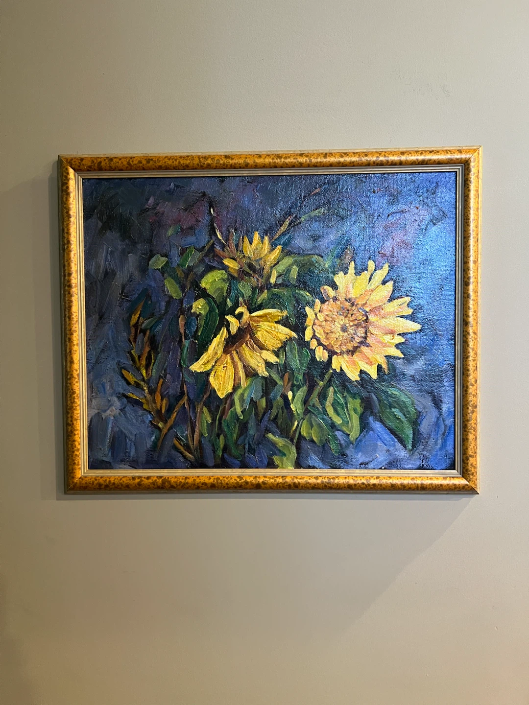Vintage Original Sunflower Oil Painting on Board