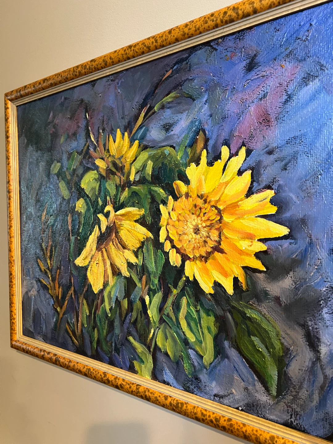 Vintage Original Sunflower Oil Painting on Board - photo 2