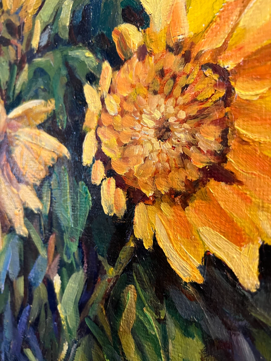 Vintage Original Sunflower Oil Painting on Board - photo 3