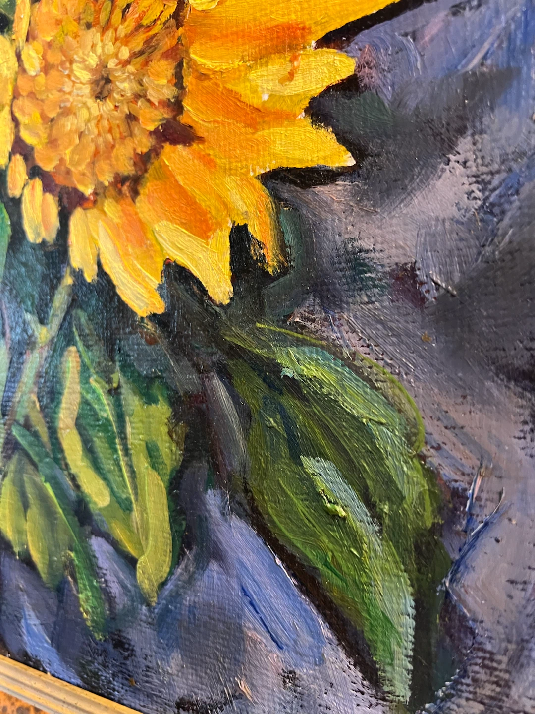 Vintage Original Sunflower Oil Painting on Board - photo 4