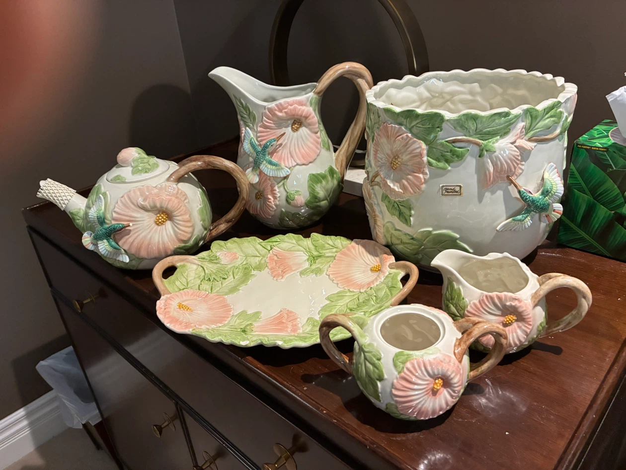 Vintage Fitz & Floyd Floral Pitcher and Planter Set