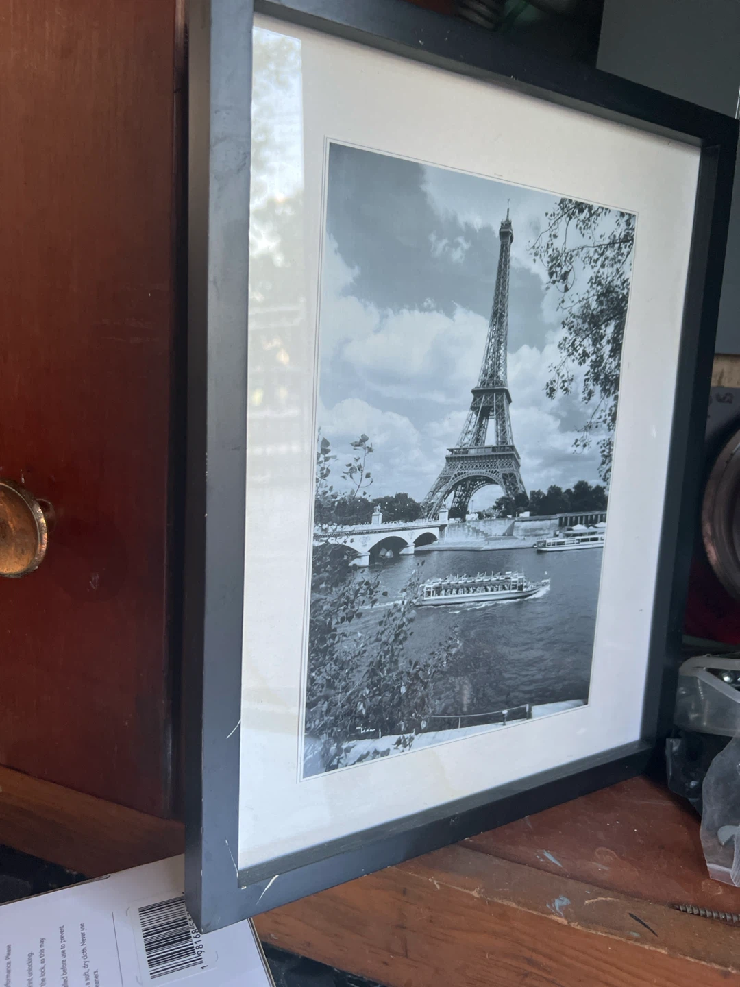 Framed Black and White Eiffel Tower Print