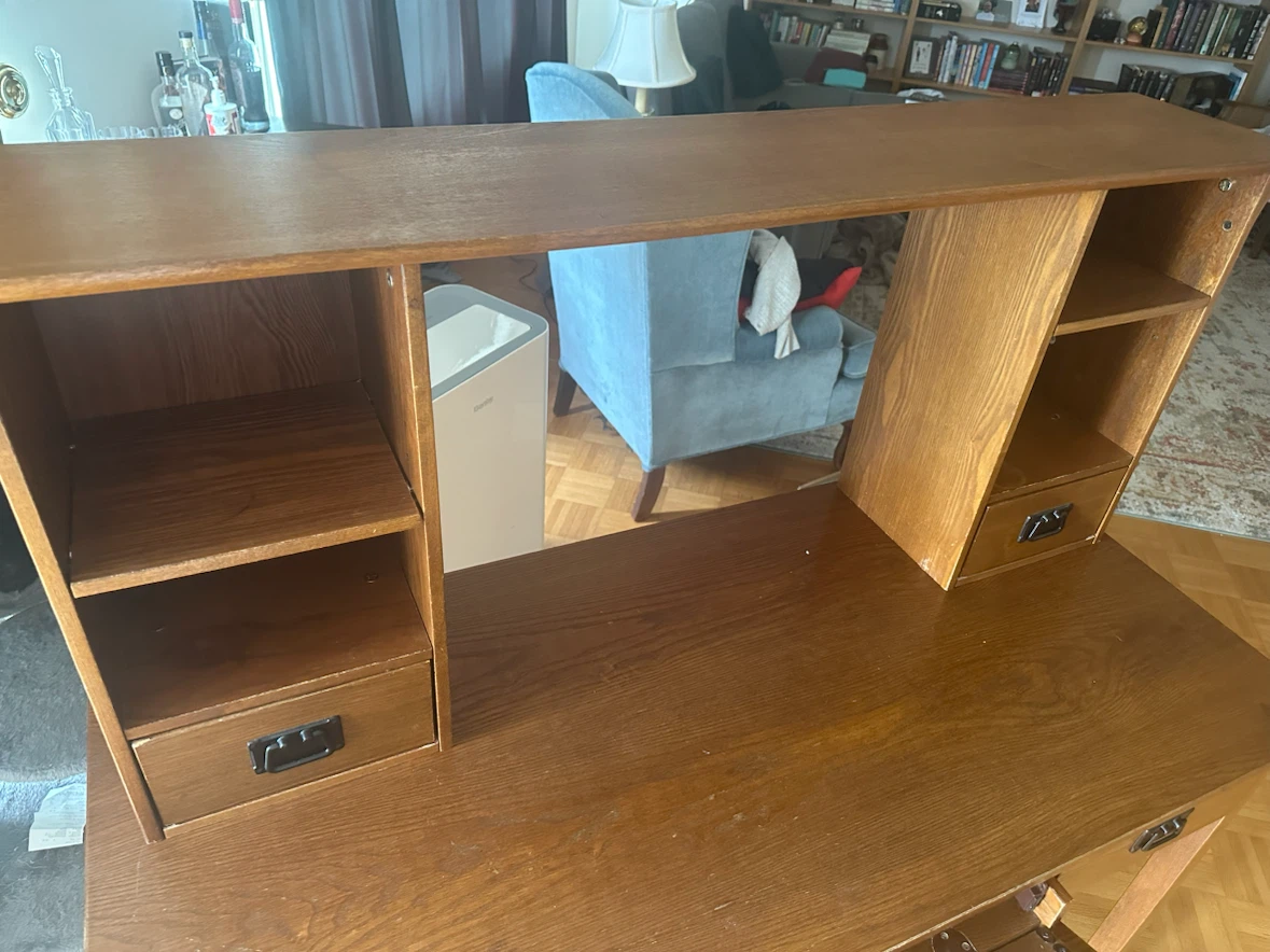 Solid Wood Desk with Hutch and Keyboard Tray - photo 3