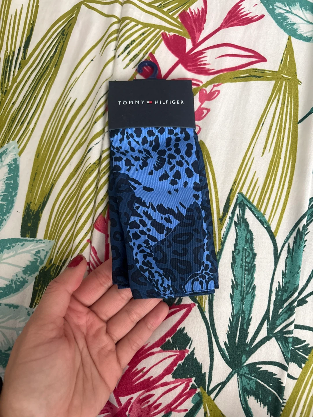 Tommy Hilfiger Blue Leopard Print Scarf