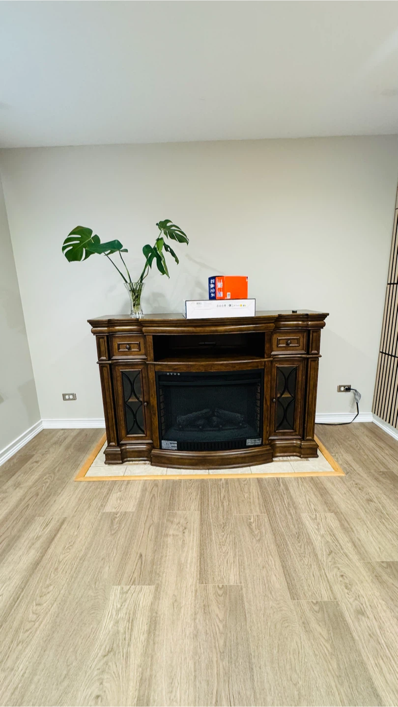 Wooden Electric Fireplace Media Console - photo 2