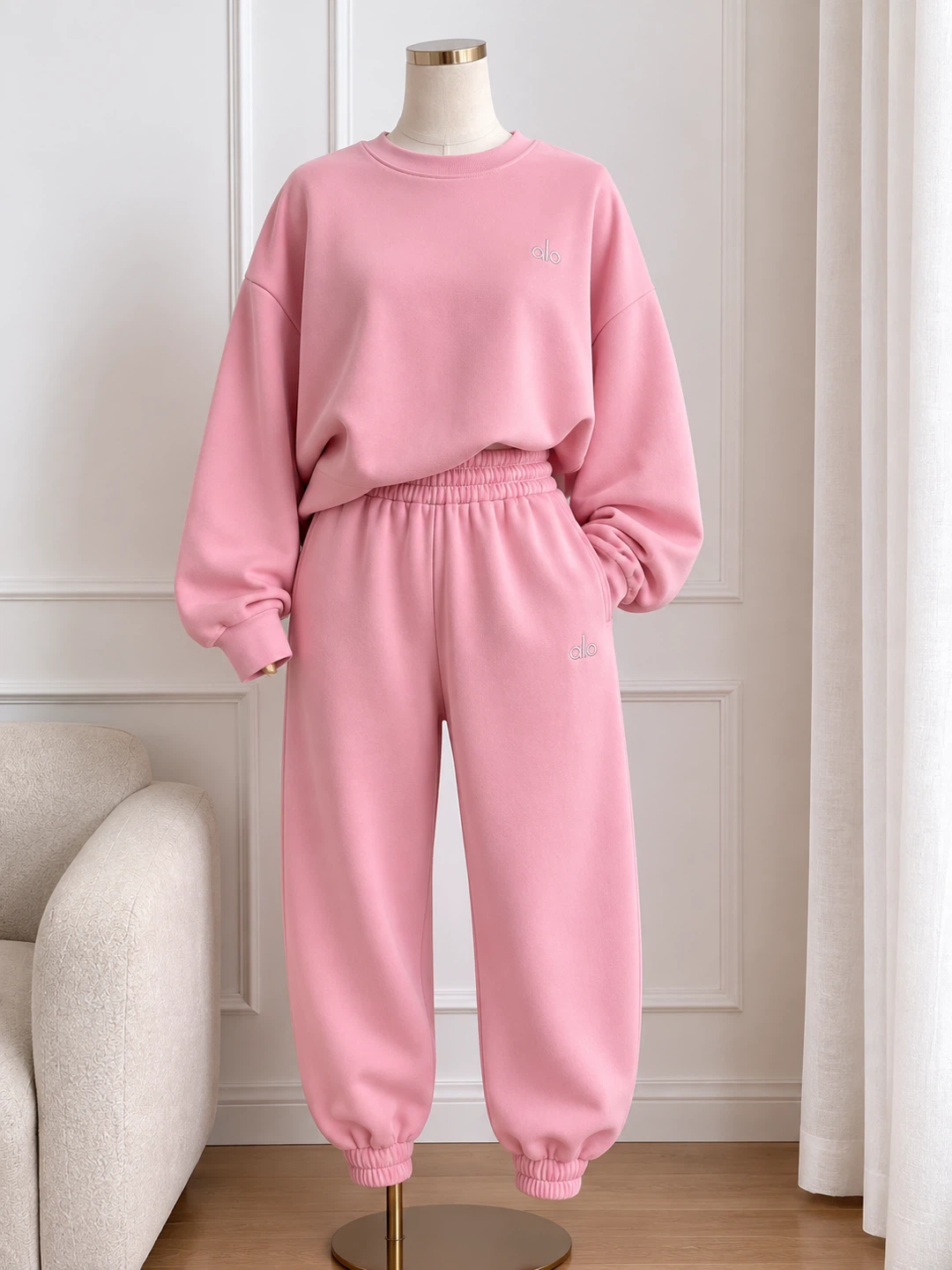 Pink Alo Yoga Sweatshirt & Sweatpants Set