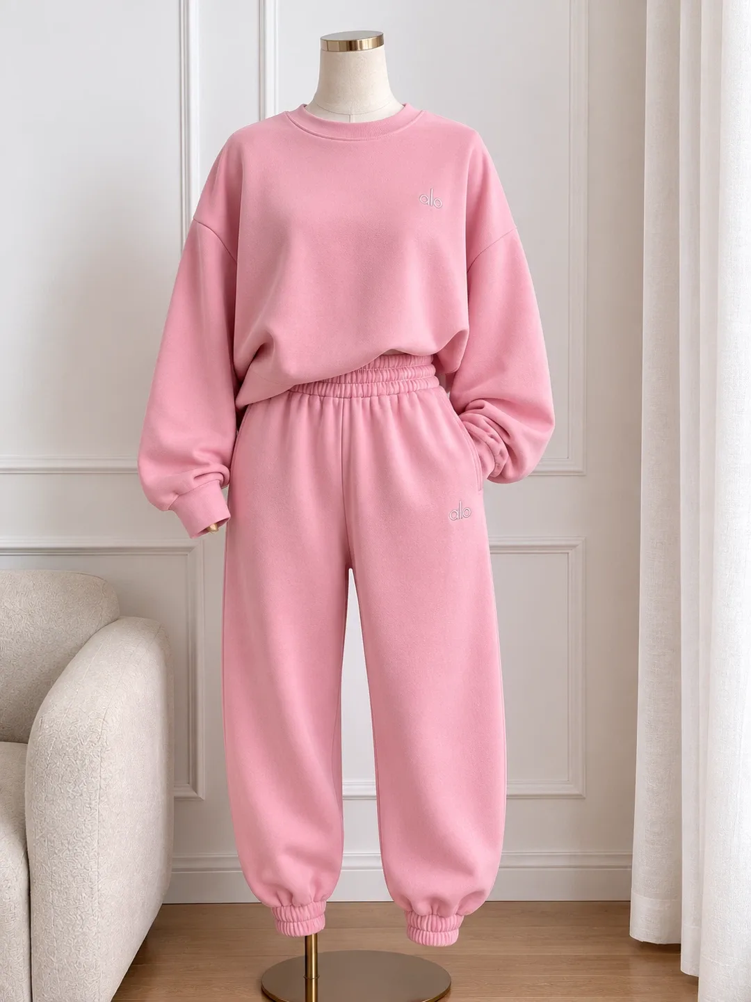 Pink Alo Yoga Sweatshirt & Sweatpants Set