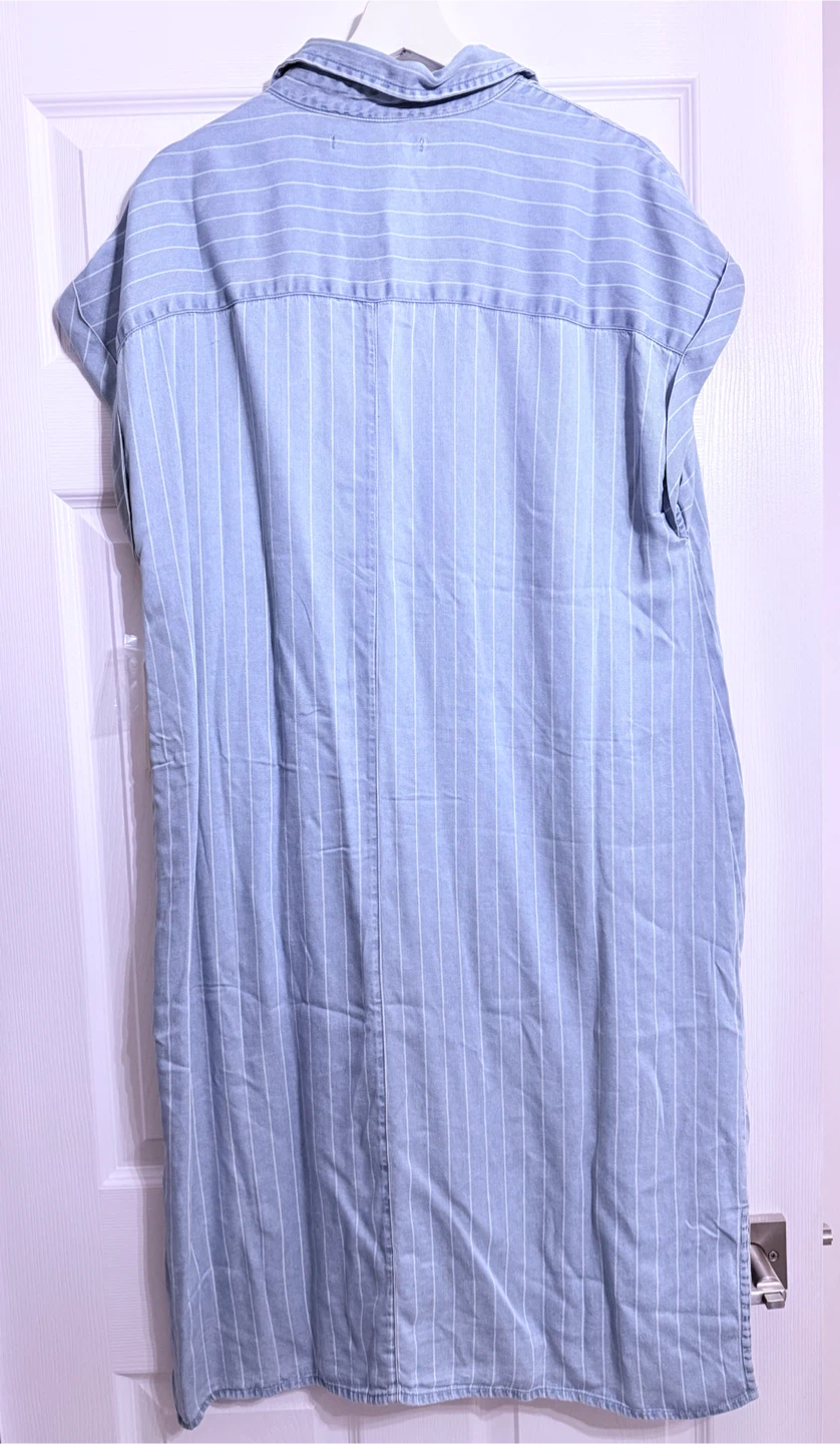 Standard Grace Blue Striped Shirt Dress Size L - photo 3