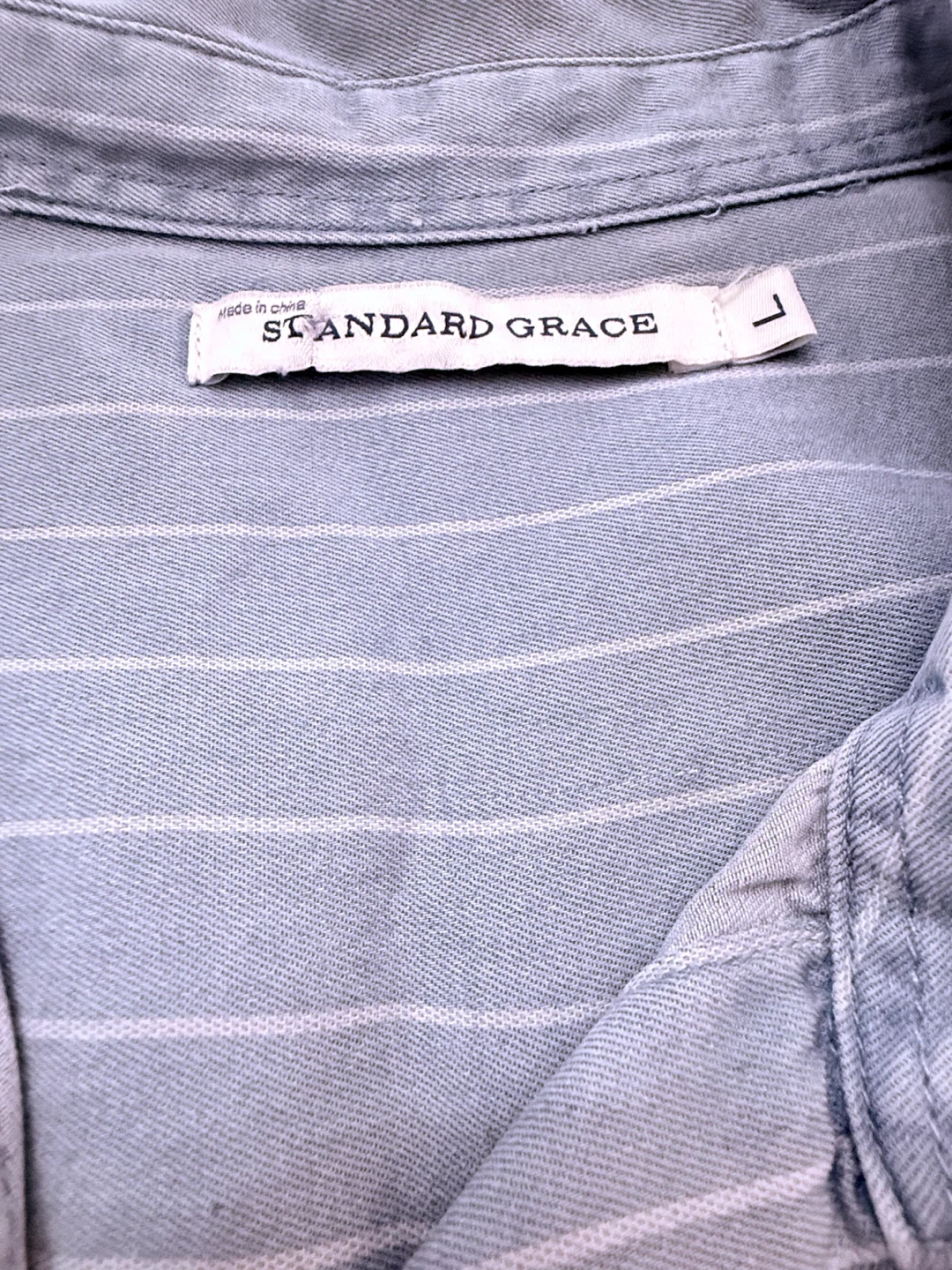 Standard Grace Blue Striped Shirt Dress Size L - photo 4